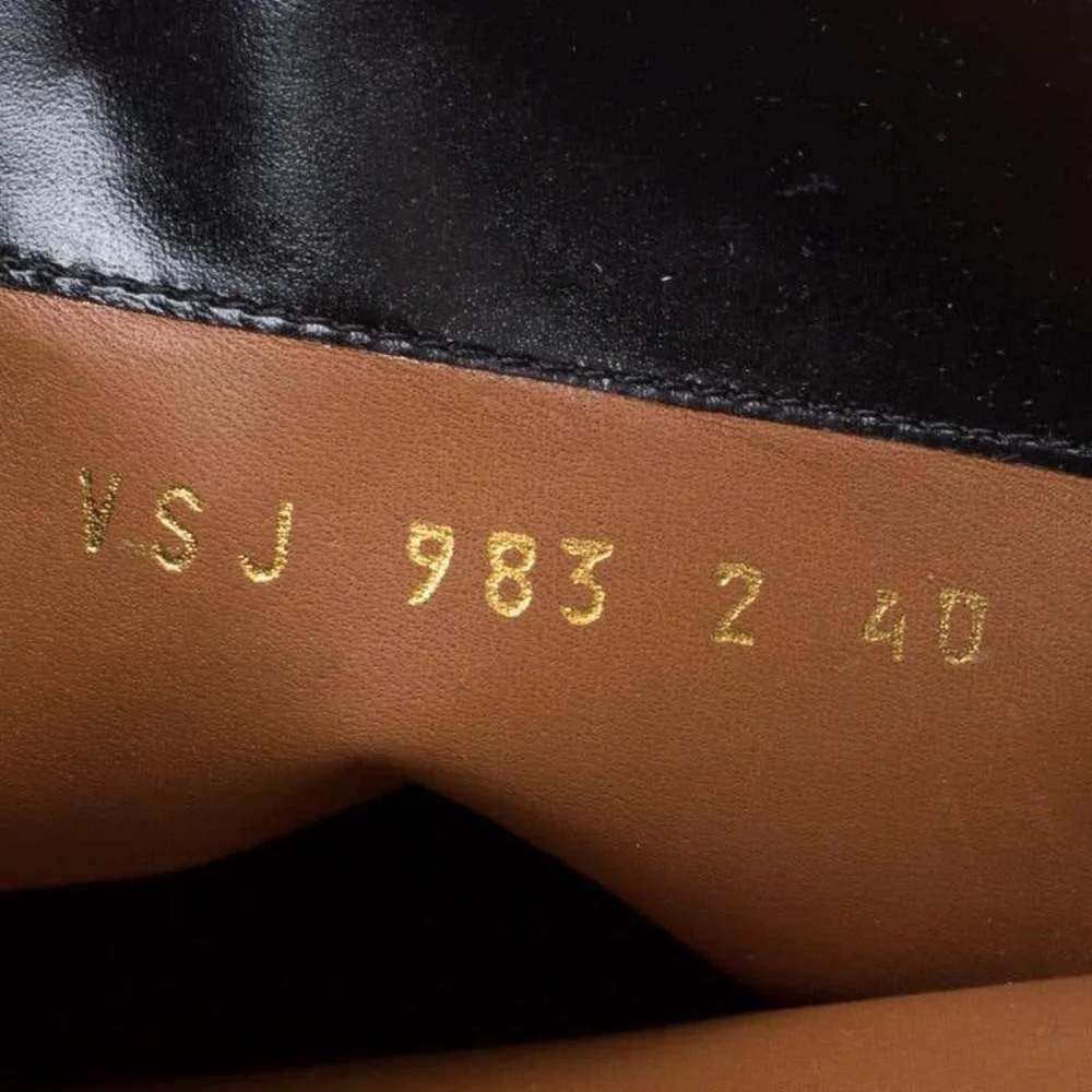 Valentino Black Leather and Beads Embellished Suede Mid Calf Boots Size 40 - Picture 5 of 5